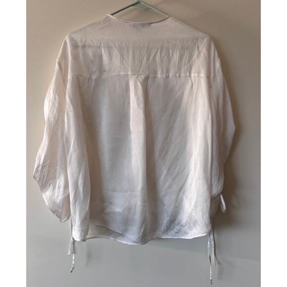 Allsaints Women's Preslie Silk Blouse in Chalk White Size 6 - Picture 5 of 6